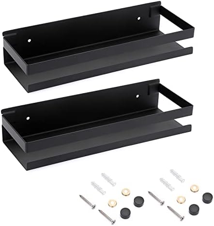 OwnMy 2PCS 12 Inch Black Shower Shelves Stainless Steel Wall Mount Caddy