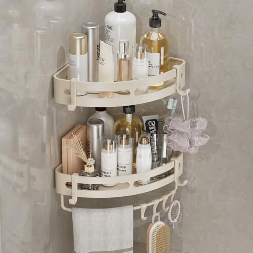 Geobella Adhesive Shower Corner Caddy 2-Pack Cream