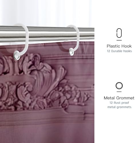 DESIHOM Christmas Tree Fireplace Pink Shower Curtain Set - 72 Inch