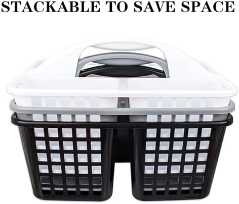 Portable Shower Caddy Basket with Handle and Compartments - 2 Pcs