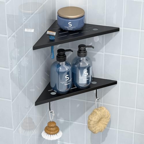DAYONE Matte Black Corner Shower Shelf 2 Pack 10 Inch