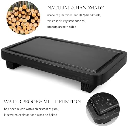 Black Wood Soap Dispenser Organizer Bathroom Counter Tray