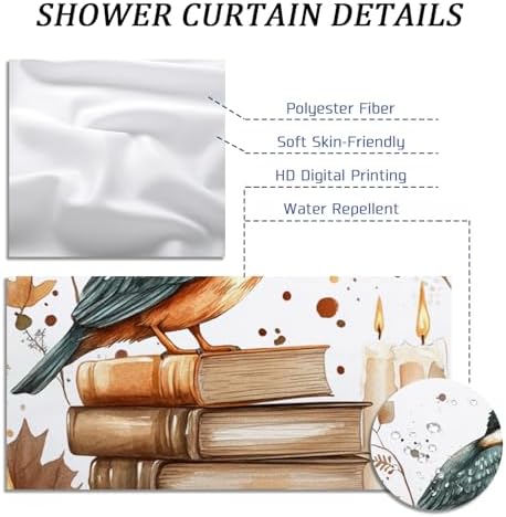 DESIHOM Fall Kingfishers Bird Shower Curtain Set 62 Inch