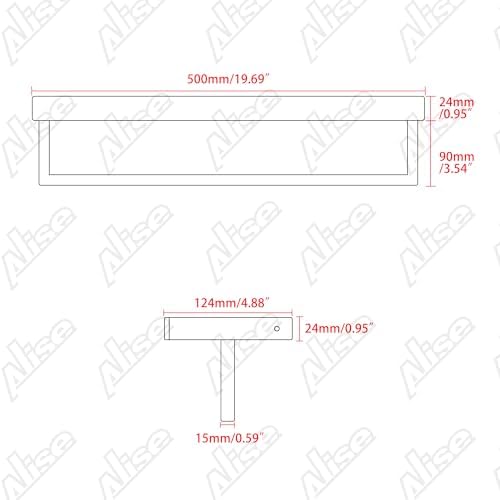 Alise Glass Shelf with Towel Bar Wall Mount
