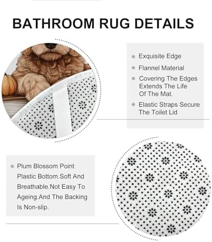 DESIHOM 4PCS Fall Golden Doodle Dog Shower Curtain Set with Non-Slip Rug and Toilet Lid Cover Mat