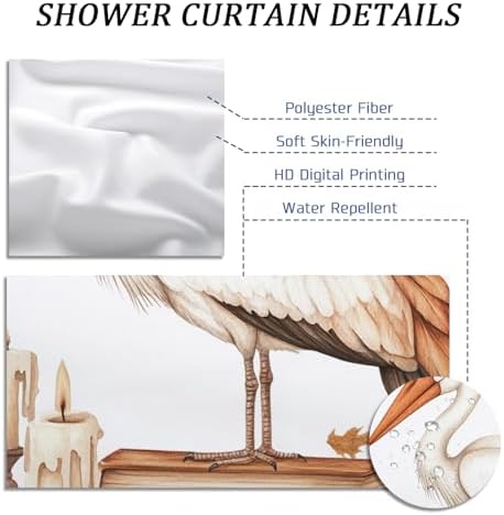 DESIHOM Fall Storks Bird Shower Curtain Set 72 Inch