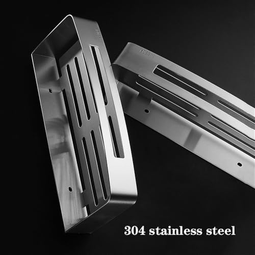 Stainless Steel Shower Caddy with 2 Movable Hooks and Adhesive Mounting