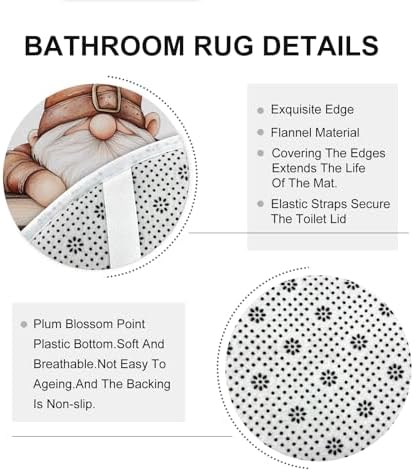 DESIHOM 4PCS Fall Gnome Shower Curtain Set with Non-Slip Rug and Toilet Lid Cover Mat