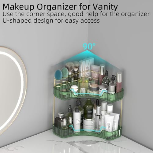 2 Tier Corner Bathroom Organizer with Brush Holder