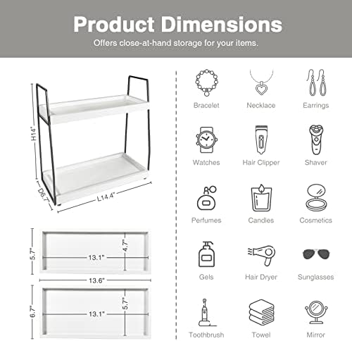 Forbena 2 Tier Bathroom Counter Organizer with Wood and Metal Frame