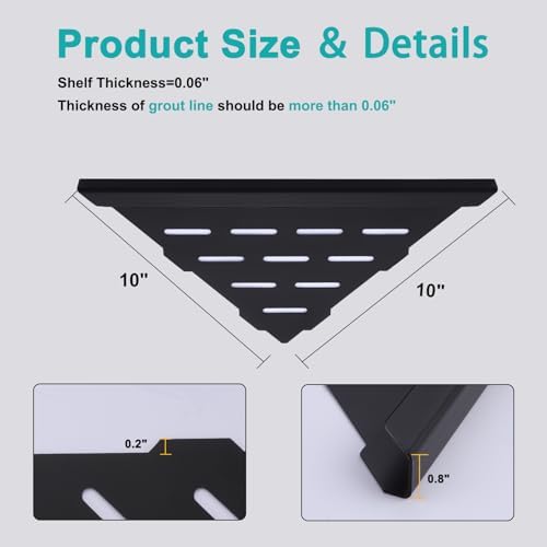 10 Inch Corner Shower Shelf 2 Pack Matte Black