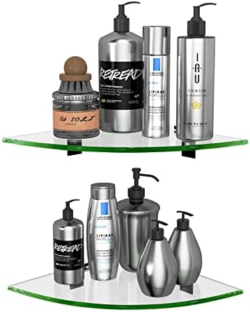 2-Pack Glass Corner Shower Shelves Drill Free Installation