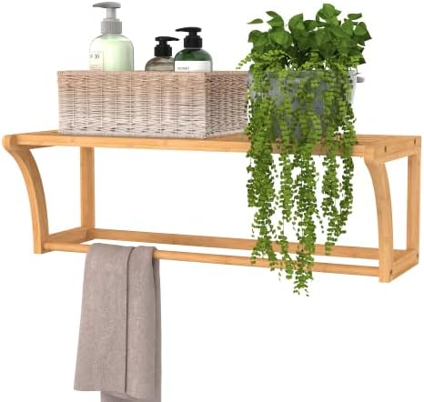ClosetMaid Bamboo Wall Shelf with Towel Bar