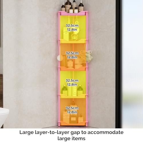 Orimade Rustproof 5 Tier Corner Shower Caddy Organizer Pink