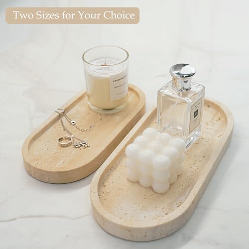 WORHE Marble Vanity Tray 118x5 Inch Natural Stone Jewelry Organizer