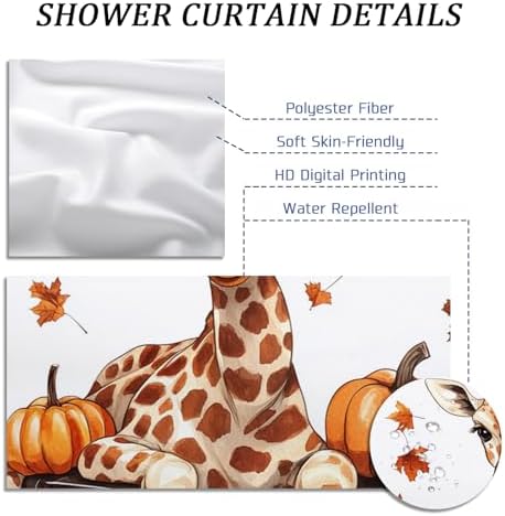 DESIHOM Fall Giraffe Pumpkins Shower Curtain Set