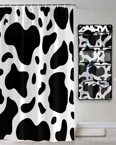 ZFUNCING Shower Curtain Set with Hooks and Organizer 1