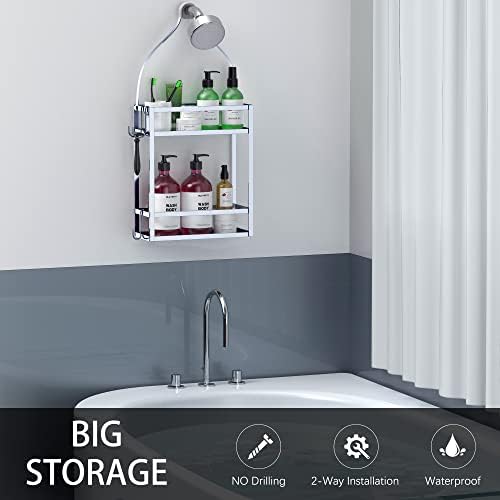 Meangood Silver Shower Caddy Organizer with Hooks