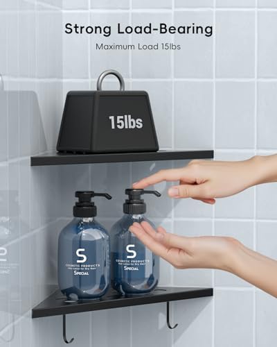 DAYONE Matte Black Corner Shower Shelf 2 Pack 10 Inch