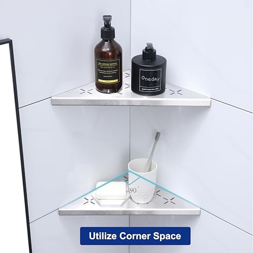 10 Inch Corner Shower Shelf 2 Pack Stainless Steel Bathroom Organizer Rack No Drilling