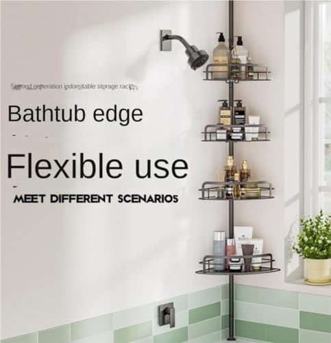 Adjustable Corner Shower Caddy with 4 Tiers and Towel Bar