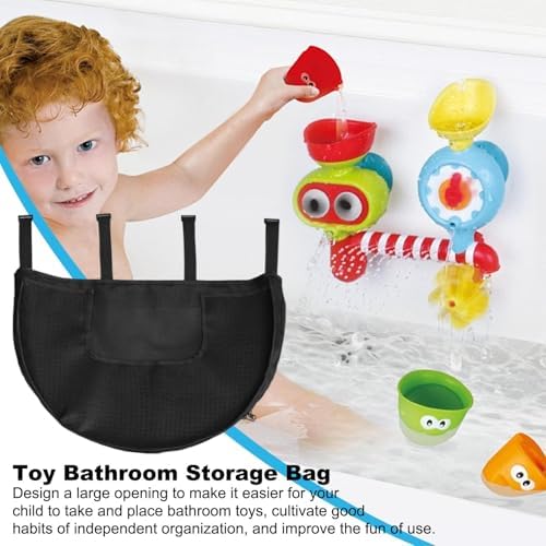 Mesh Bath Toy Organizer with 4 Hooks and Side Pockets