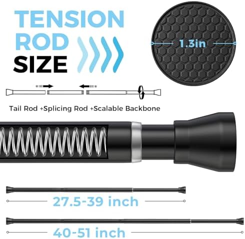2 Pack 28-48 Inch Adjustable Stainless Steel Anti-Slip Shower Curtain Rods
