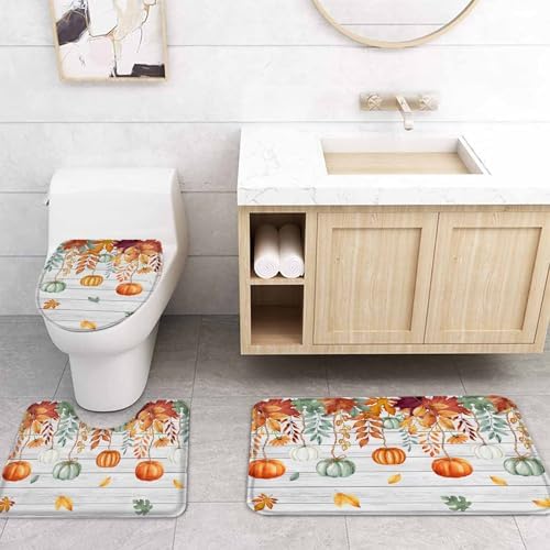 Thanksgiving Pumpkin 4 Piece Shower Curtain Set
