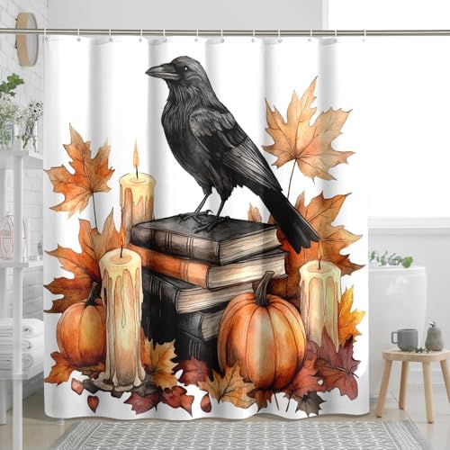 DESIHOM Fall Crow Ravens Bird Shower Curtain Set 72 Inch