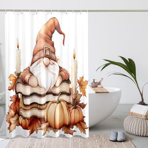 DESIHOM Cute Fall Gnomes Shower Curtain Set 1