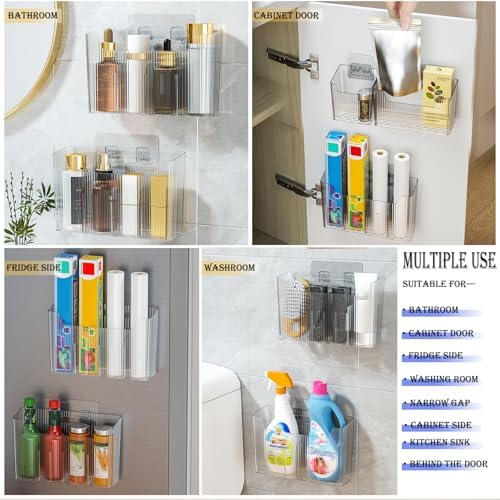 2 Pack Adhesive Mount Cabinet Door Organizer for Narrow Space and Bathroom Use