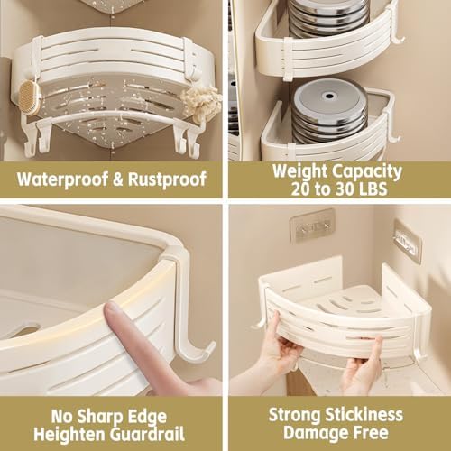 Piker Corner Shower Caddy with Towel Bar and Adhesive Mount