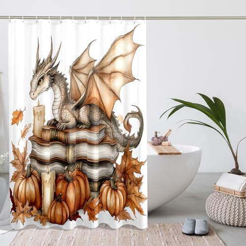 DESIHOM Fall Dragons Pumpkins Shower Curtain Set 72 Inch