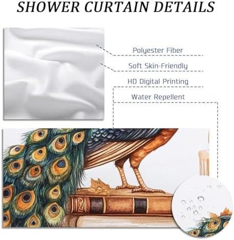 DESIHOM Fall Peacock Shower Curtain Set 78 Inch