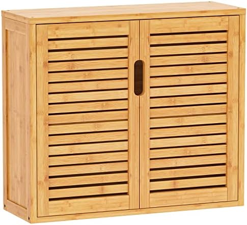 VIAGDO Wall Cabinet with Adjustable Shelves Bamboo Medicine Cabinet for Bathroom