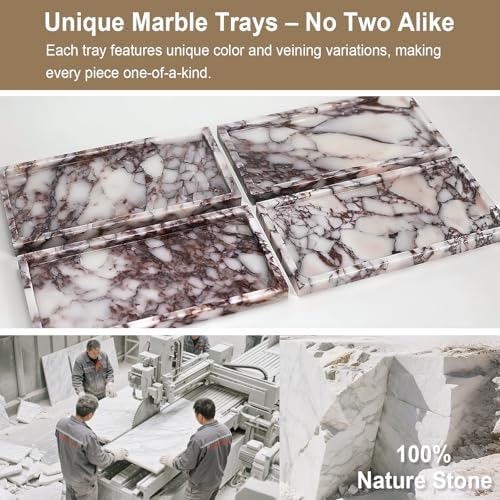 Natural Marble Vanity Tray for Bathroom and Kitchen Decor