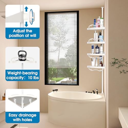 BsBsBest Corner Shower Organizer 4 Layer White