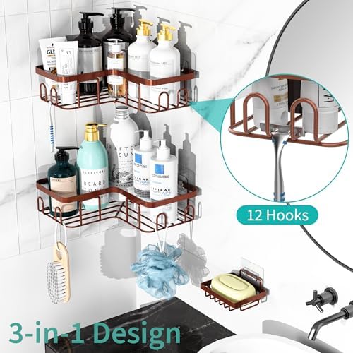 Moforoco Adhesive Corner Shower Caddy 3 Pack