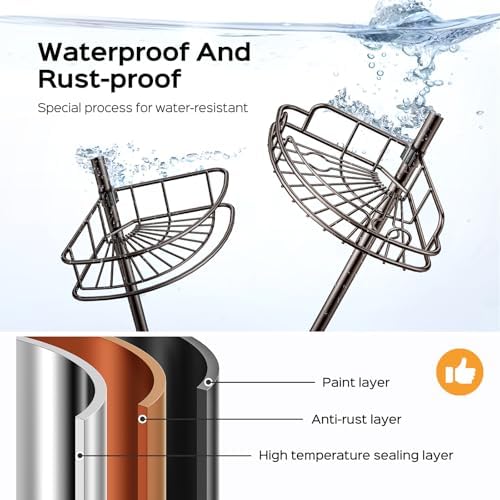 HAMITOR Corner Shower Caddy Tension Pole 4-Tier Adjustable 1