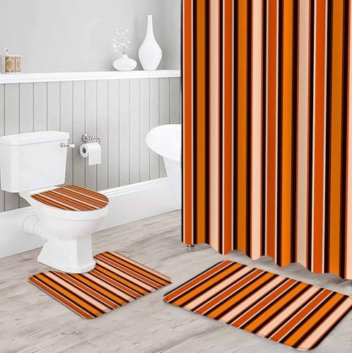 Vintage Striped 4 Piece Shower Curtain Set