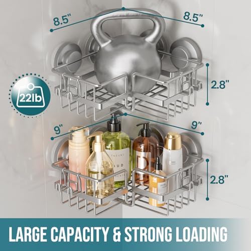 TAILI Corner Adaptive Suction Cup Shower Caddy 2 Pack