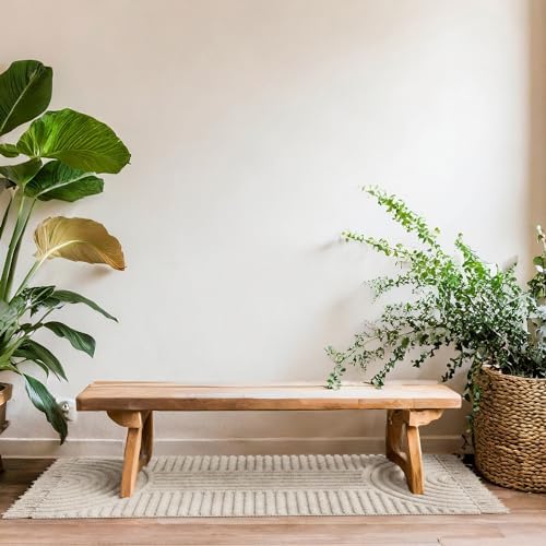 KIBAGA Boho Bathroom Rug - Soft Non-Slip Washable Cotton Mat