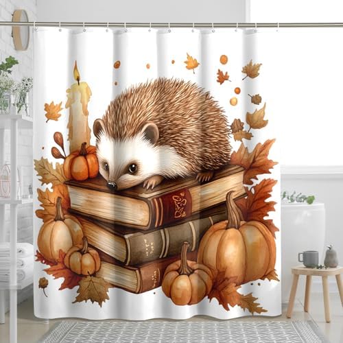 DESIHOM Autumn Hedgehog Shower Curtain Set - 62 Inch