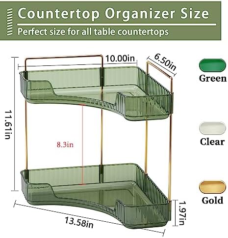 2-Tier Corner Bathroom Organizer Space-Saving Storage Shelf for Makeup and Toiletries
