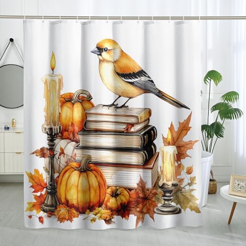 DESIHOM Fall Goldfinch Bird Shower Curtain Set - 72 Inch
