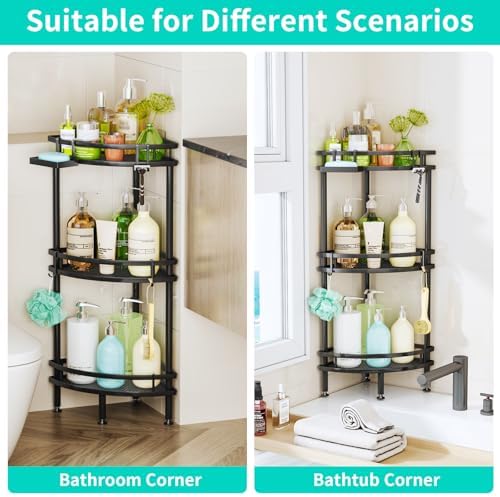 HapiRm Corner Shower Caddy with 3 Tiers and 4 Hooks