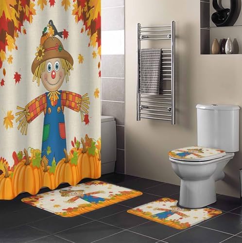 Thanksgiving Scarecrow 4-Piece Shower Curtain Set