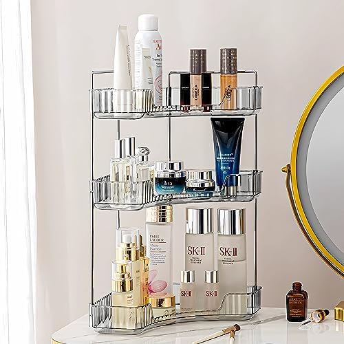 Weidace Corner Bathroom Counter Organizer 3 Tiers Grey