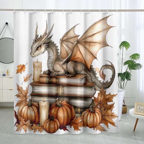 DESIHOM Fall Dragons Pumpkins Shower Curtain Set 72 Inch