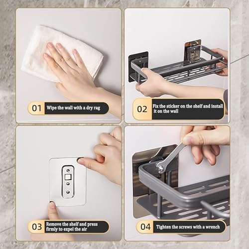 EVALAND Aluminum Shower Caddy 2 Pack No Drill Rustproof Organizer